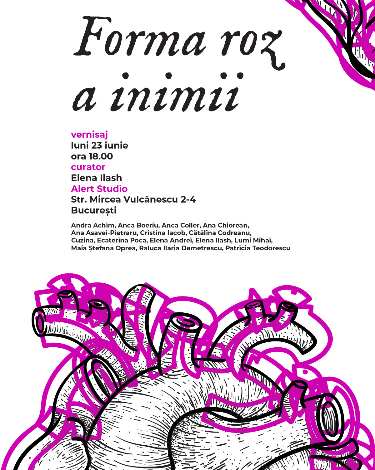 Forma roz a inimii &ndash; expoziție de grup la Alert Studio, pe 23 iunie