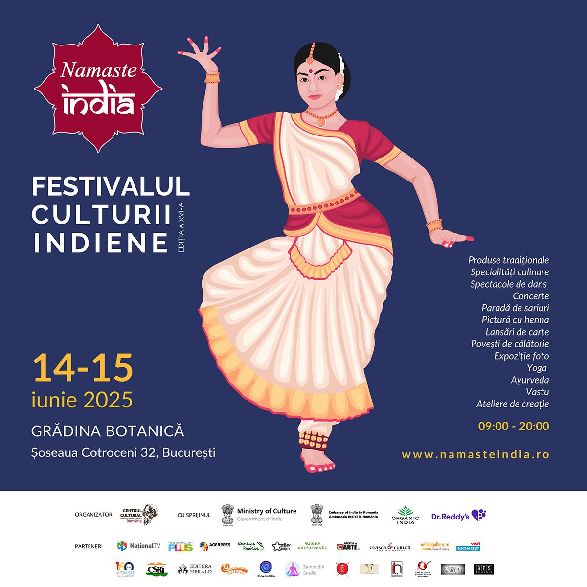 Festivalul &ldquo;Namaste India&rdquo;, 14&ndash;15 iunie 2025 la Grădina Botanică &bdquo;Dimitrie Br&acirc;ndză&rdquo;, București