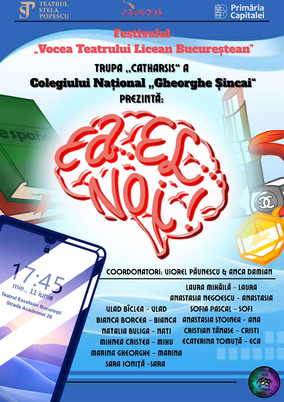 Vocea teatrului licean - evenimente Teatrul Stela Popescu, pe 11 iunie, la Excelsior