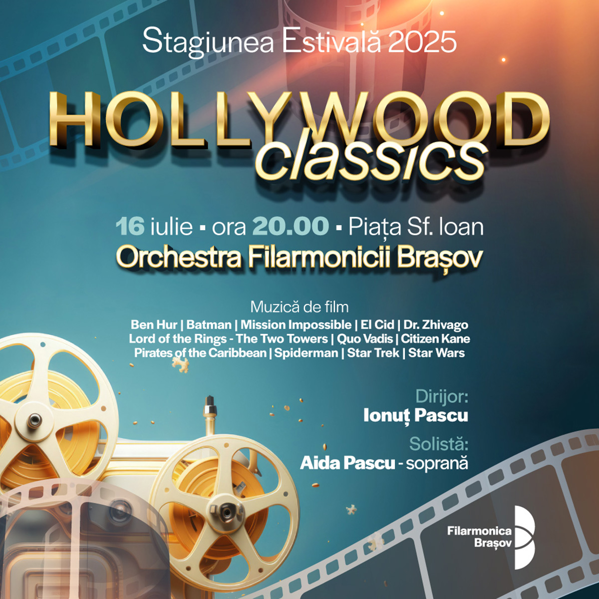 Concert în aer liber cu muzică de film: “Hollywood Classics” în Piața Sf. Ioan