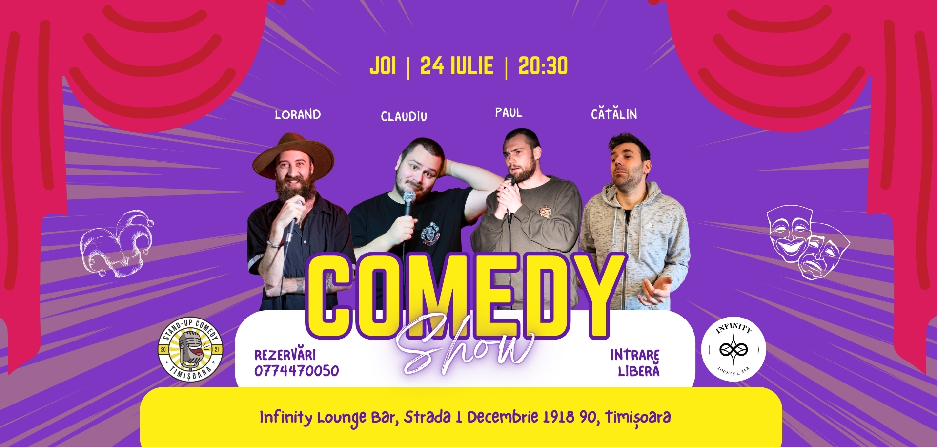 Infinity Comedy Stand-up Comedy Night @ Infinity Lounge Bar • Zile și Nopți