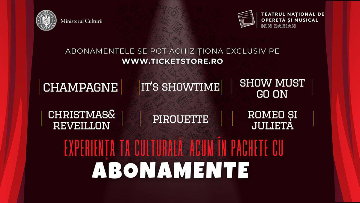 Teatrul Național de Operetă și Musical „Ion Dacian” anunță punerea în vânzare a biletelor pentru spectacolele din prima parte a stagiunii 2025/26