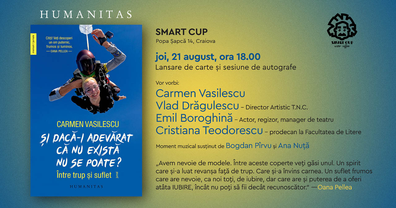 După debutul la Bookfest, scriitoarea Carmen Vasilescu &icirc;și lansează cartea și la Craiova