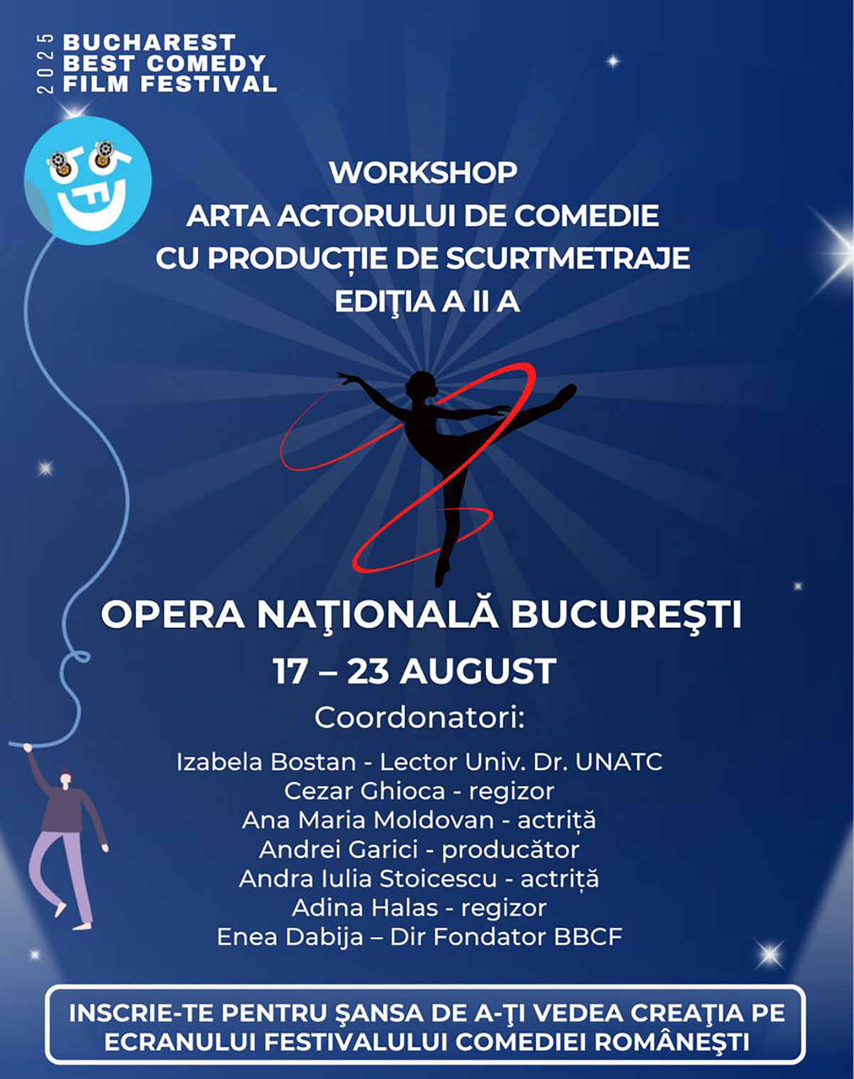 &bdquo;Arta actorului de comedie cu producţie de scurt metraj&rdquo; - workshop gratuit din cadrul Bucharest Best Comedy Film