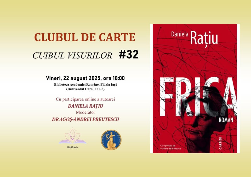 Clubul de carte „Cuibul visurilor” (#32) - „Frica” de Daniela Rațiu