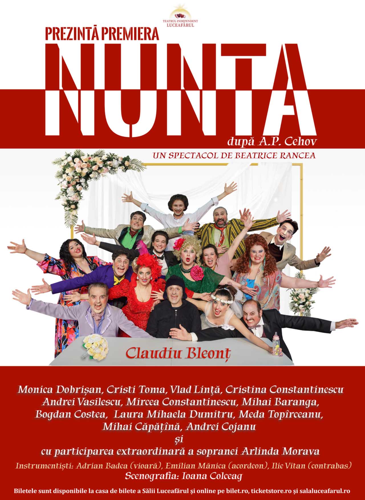 Claudiu Bleonț în „Nunta” după A.P. Cehov, în regia lui Beatrice Rancea, pe 28 septembrie la Sala Luceafărul din București