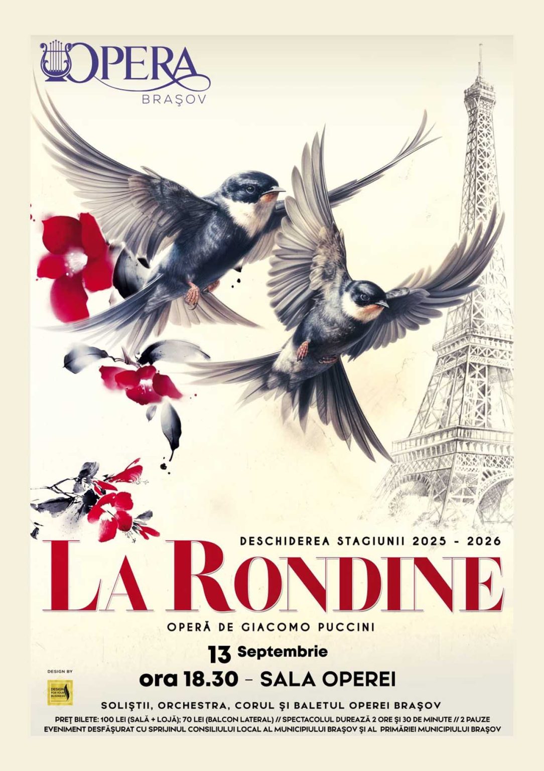 Opera Brașov deschide stagiunea opera La rondine de Puccini