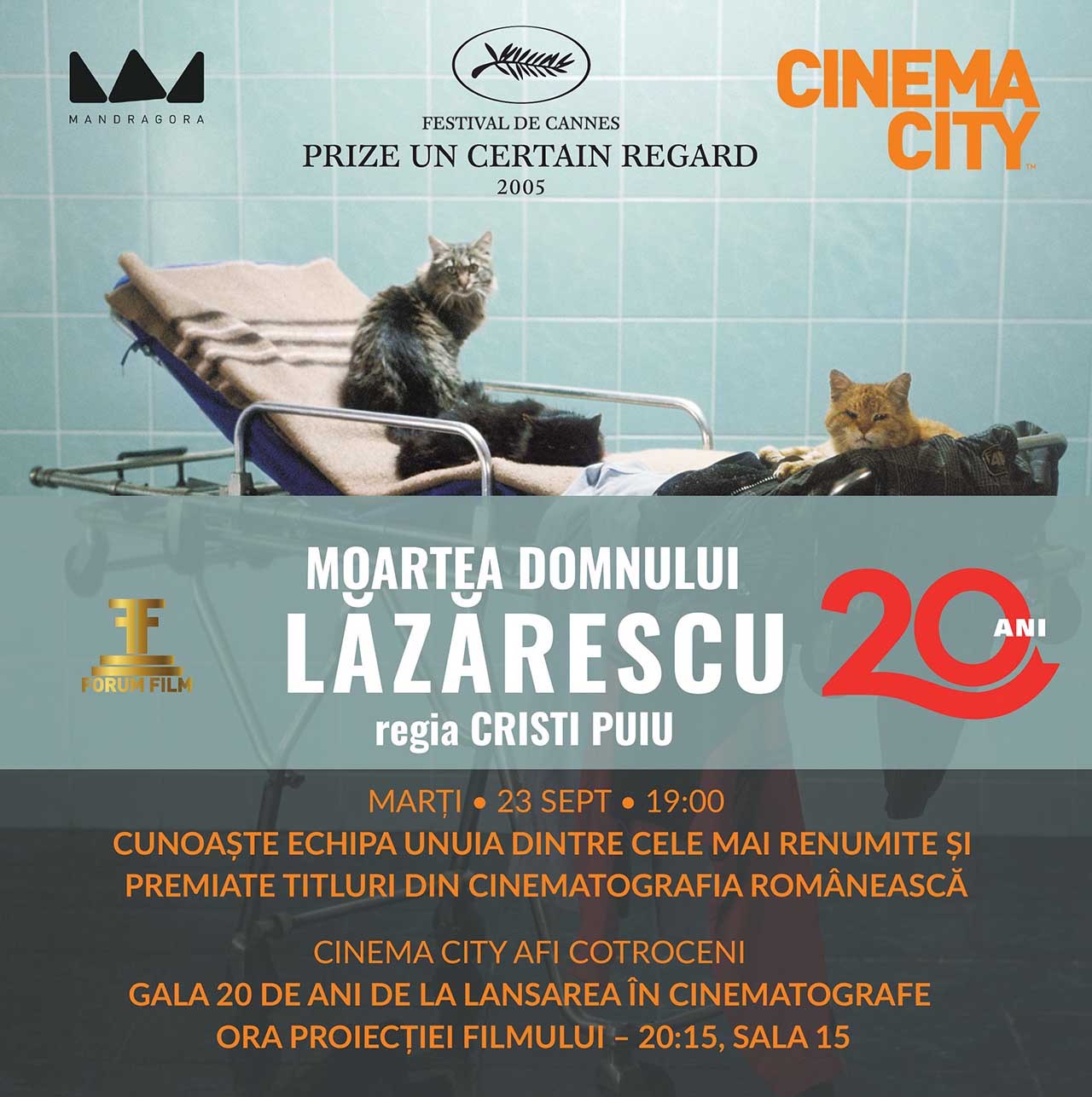DOSARUL LĂZĂRESCU: REDESCHIS! Proiecție de gală la 20 de ani de la lansarea &icirc;n cinematografe a celebrului film &bdquo;Moartea domnului Lăzărescu&rdquo;