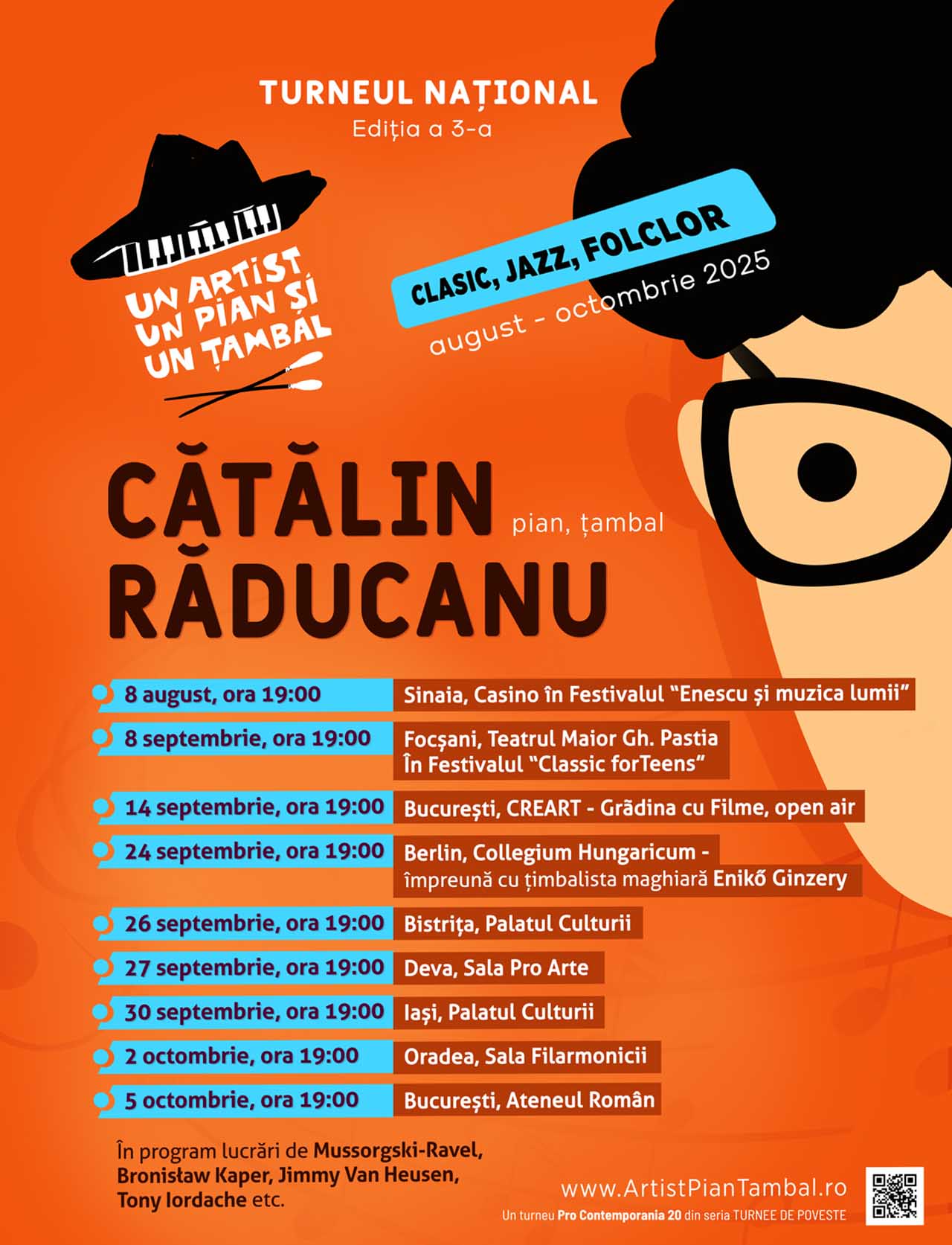 Cătălin Răducanu revine în septembrie 2025 cu a treia ediție a turneului național Un artist, un pian, un țambal – clasic, jazz, folclor