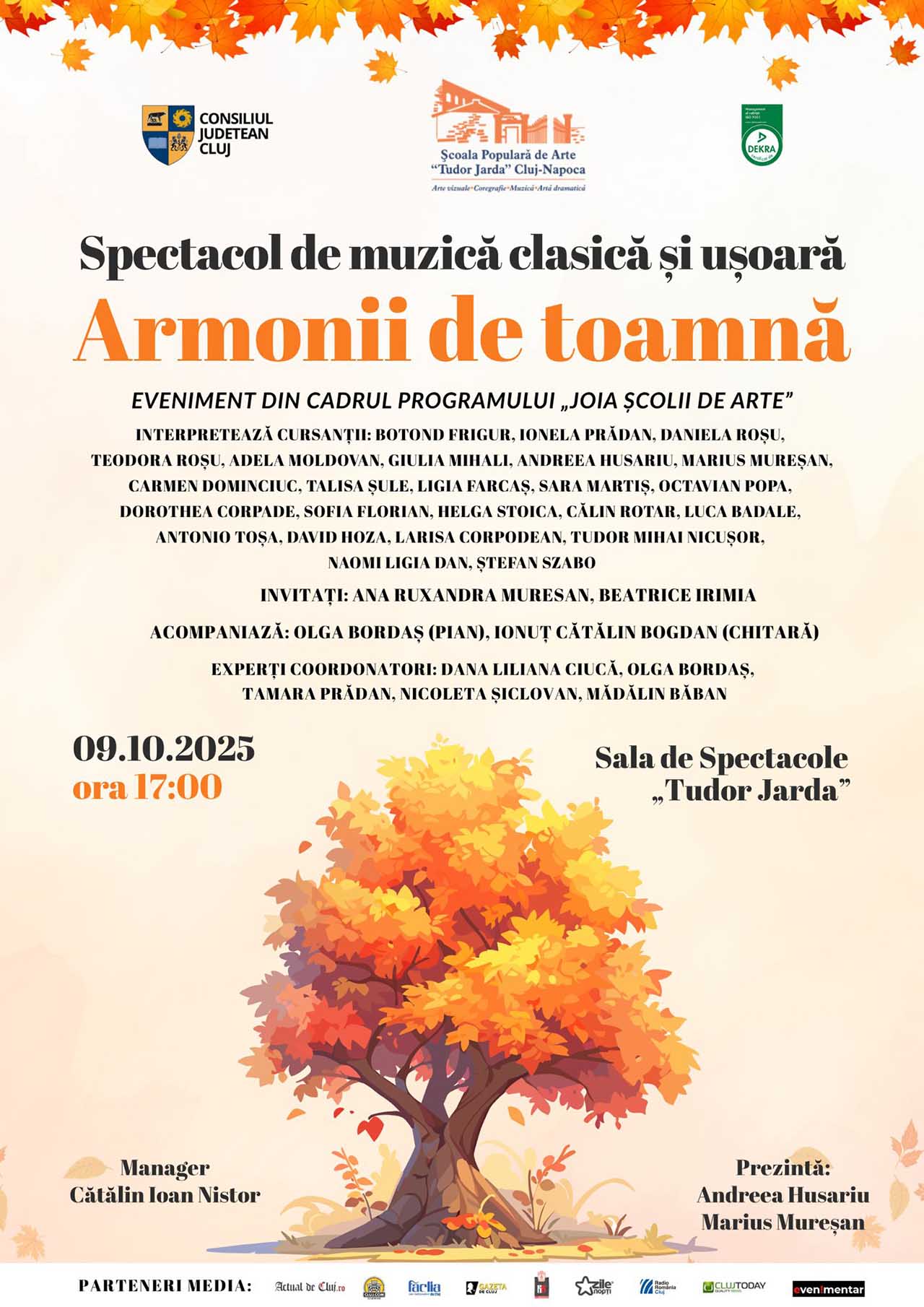 &bdquo;Armonii de Toamnă&rdquo; Spectacol de Muzică clasică și ușoară