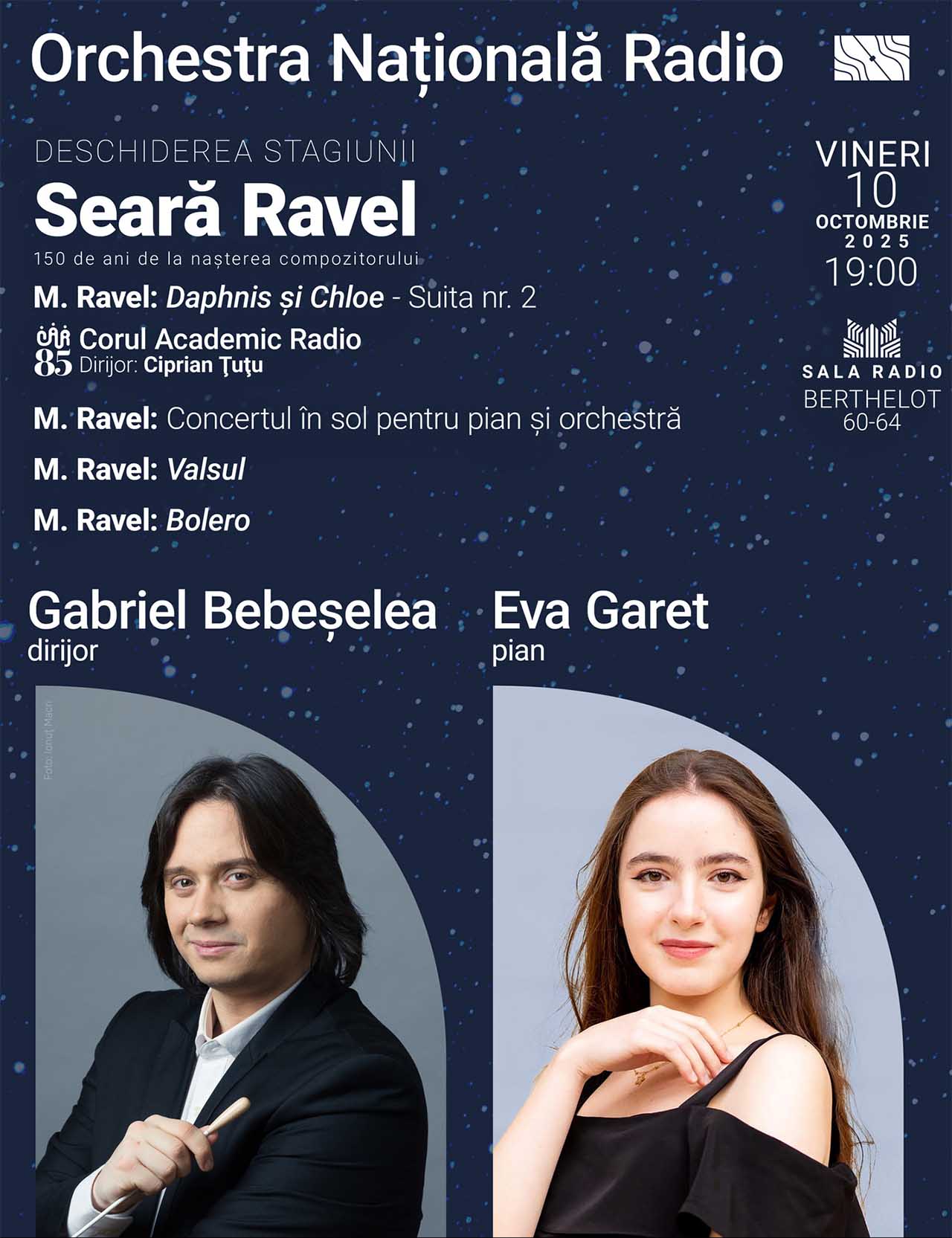 SEARĂ RAVEL – 150 de ani de la naștere: deschiderea de stagiune a Orchestrei Naționale Radio