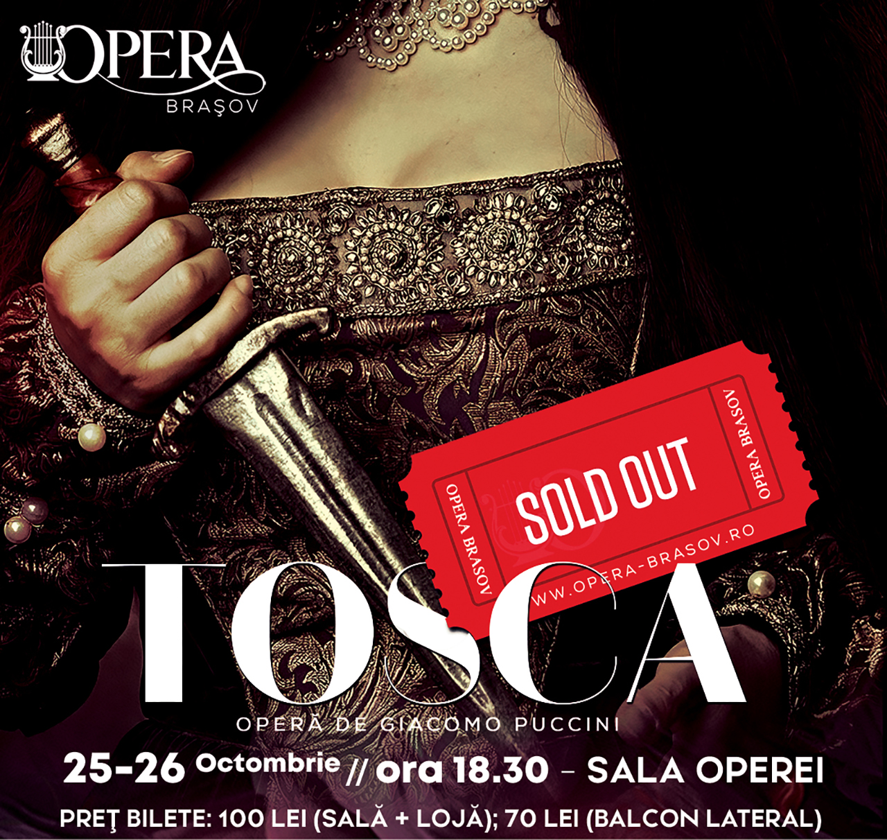 Un sf&acirc;rșit de săptăm&acirc;nă cu &bdquo;Tosca&rdquo; la Opera Brașov