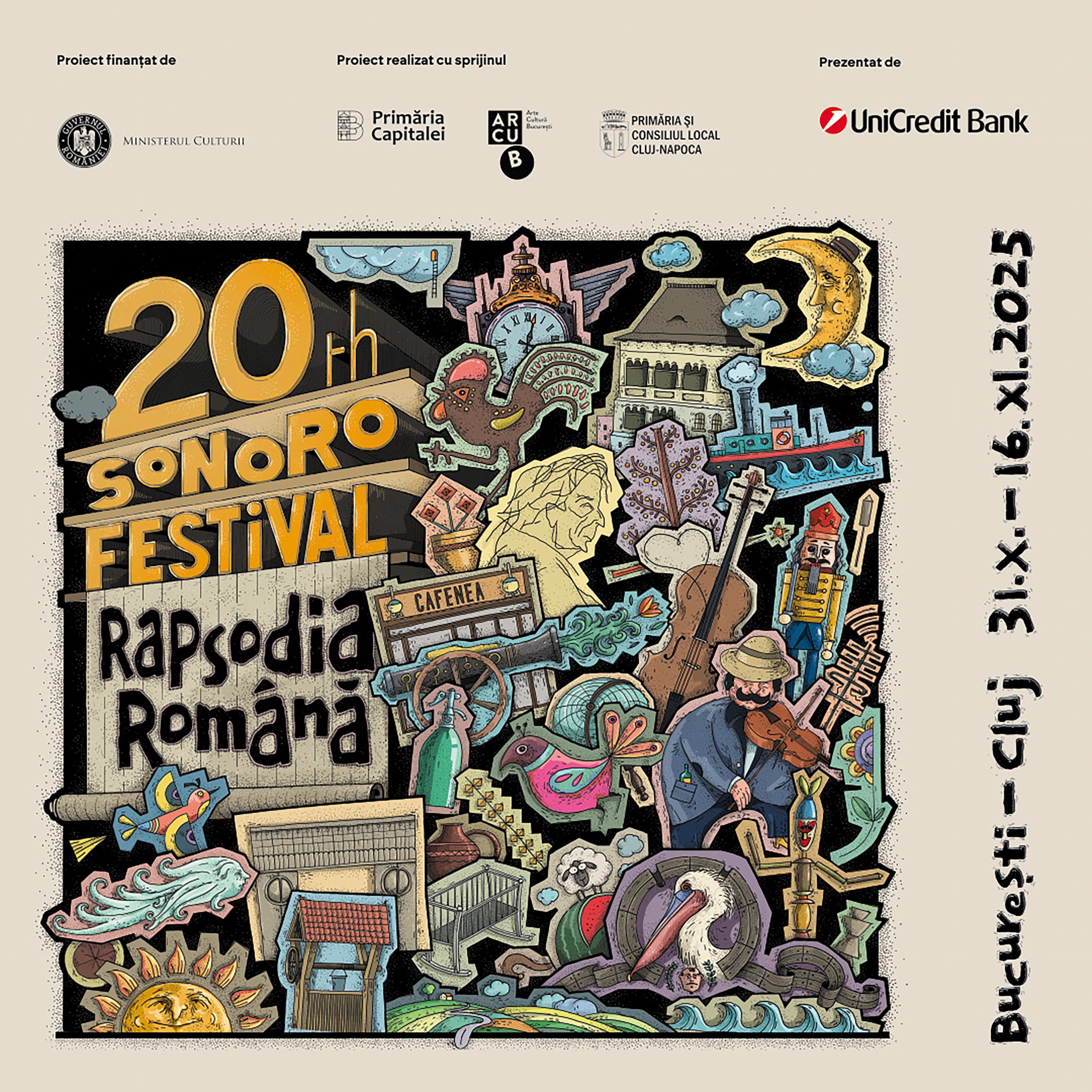 Ediția nr. 20 a Festivalului SoNoRo – „Rapsodia Română” începe vineri, 31 octombrie 2025 și va continua în București până în 9 noiembrie