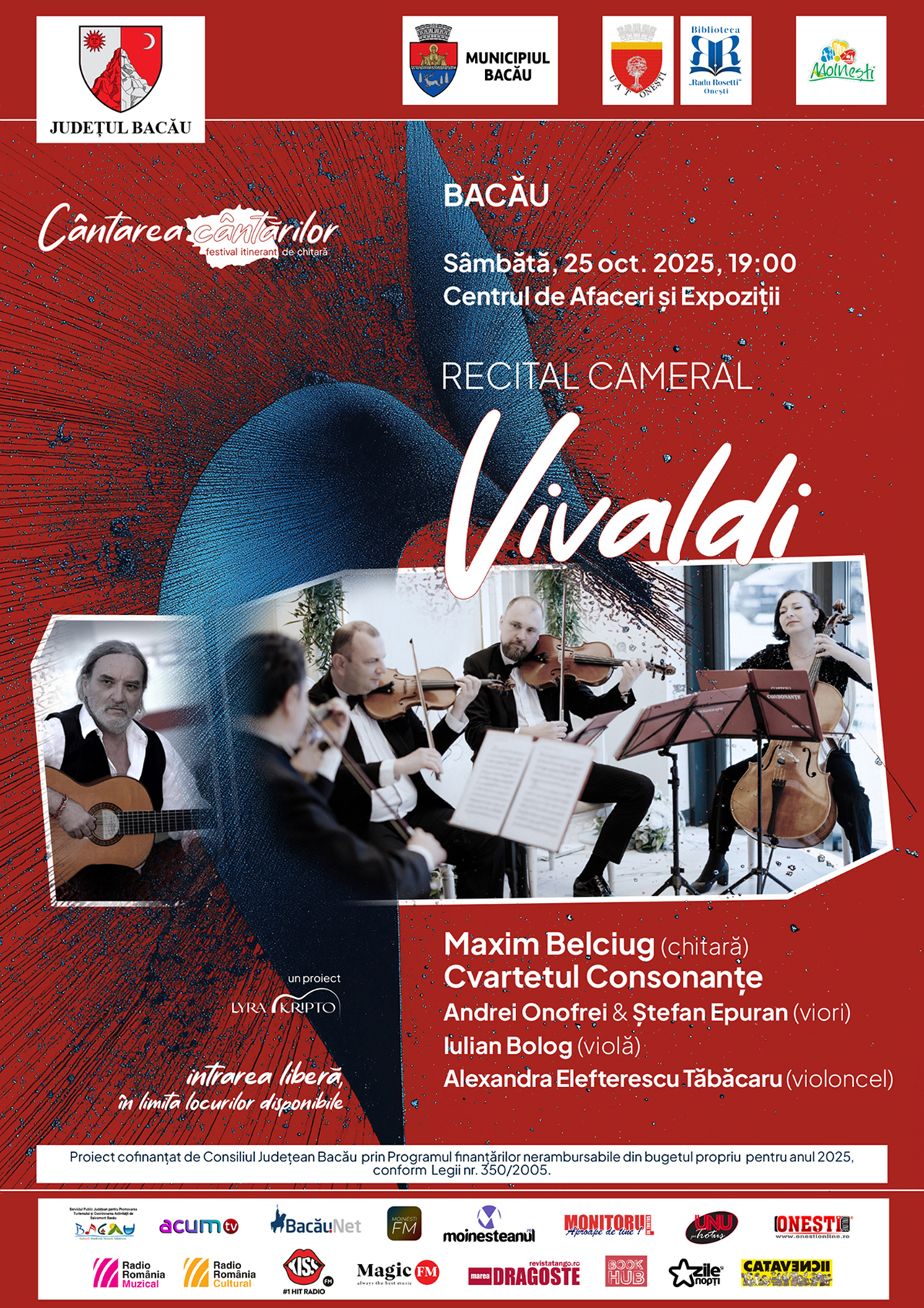 2 concerte extraordinare cu intrare gratuită la CAEx Bacău. Răsfăț pentru melomani: Vivaldi pe chitară și arciliuto