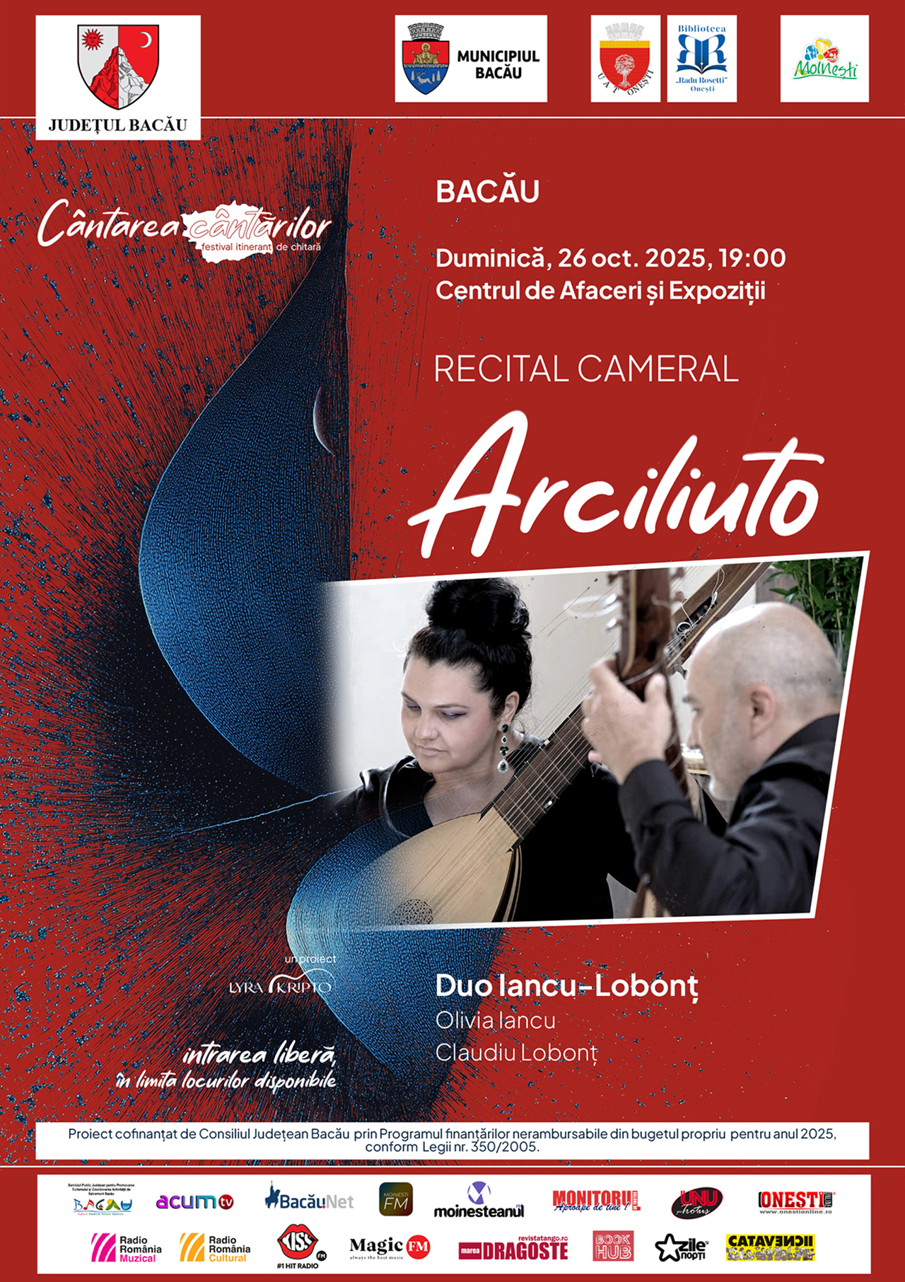 2 concerte extraordinare cu intrare gratuită la CAEx Bacău. Răsfăț pentru melomani: Vivaldi pe chitară și arciliuto