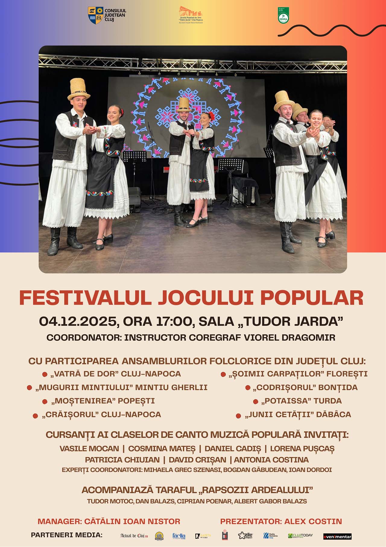 Fstivalul Jocului Popular. O celebrare a tradițiilor, la Școala Populară de Arte „Tudor Jarda” Cluj-Napoca