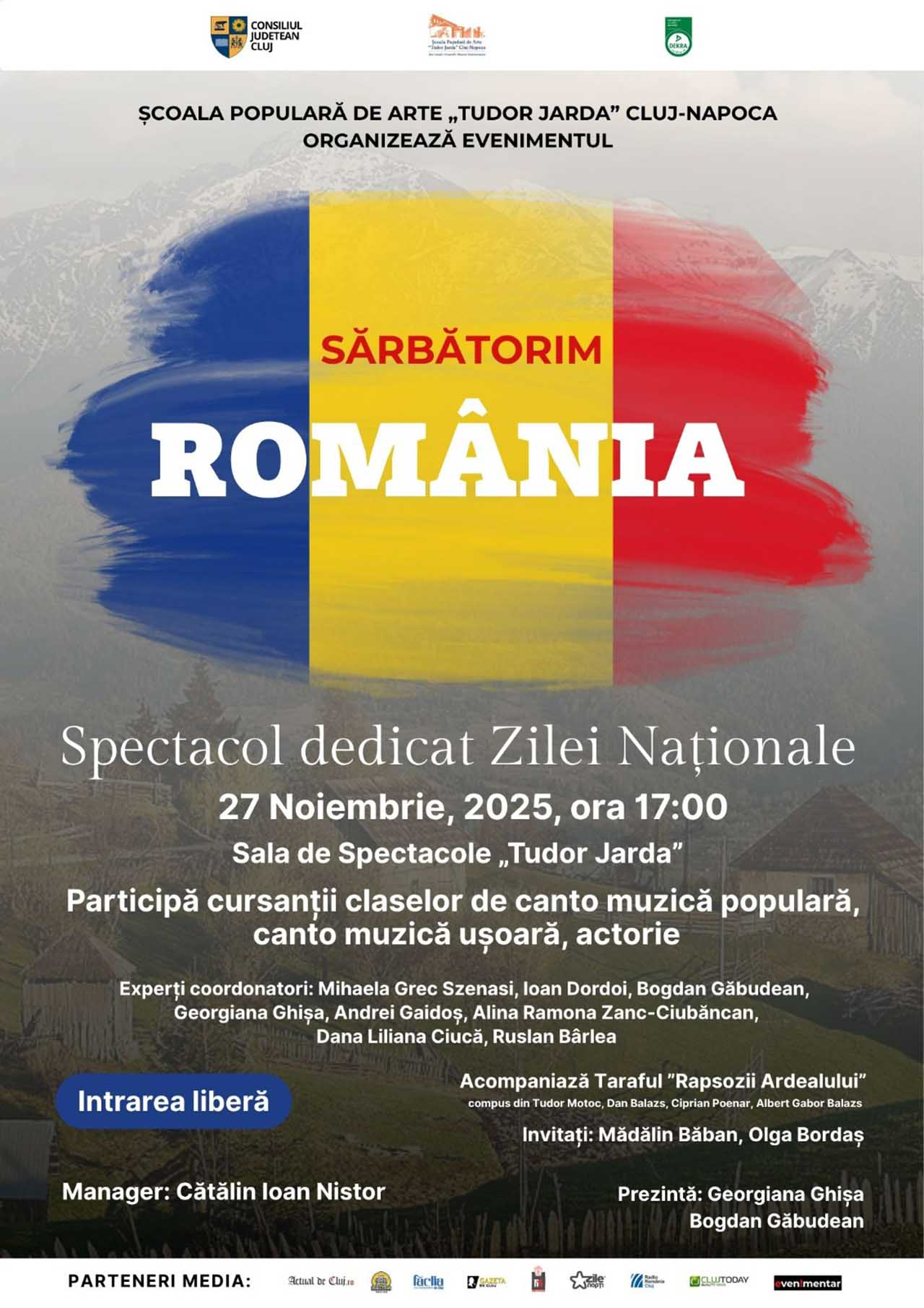 „Sărbătorim România” spectacol dedicat Zilei Naționale a României