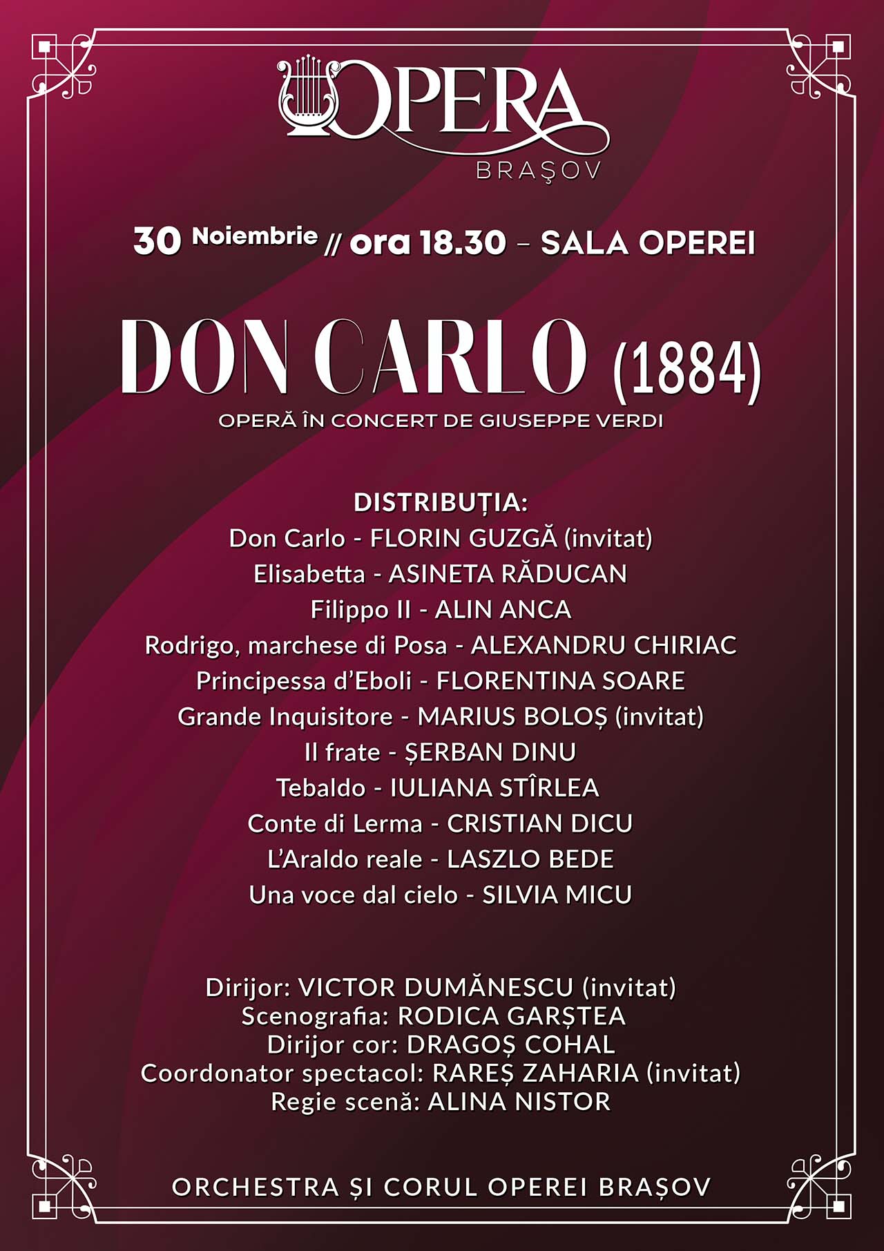„Don Carlo”, un spectacol extraordinar pe scena Operei Brașov