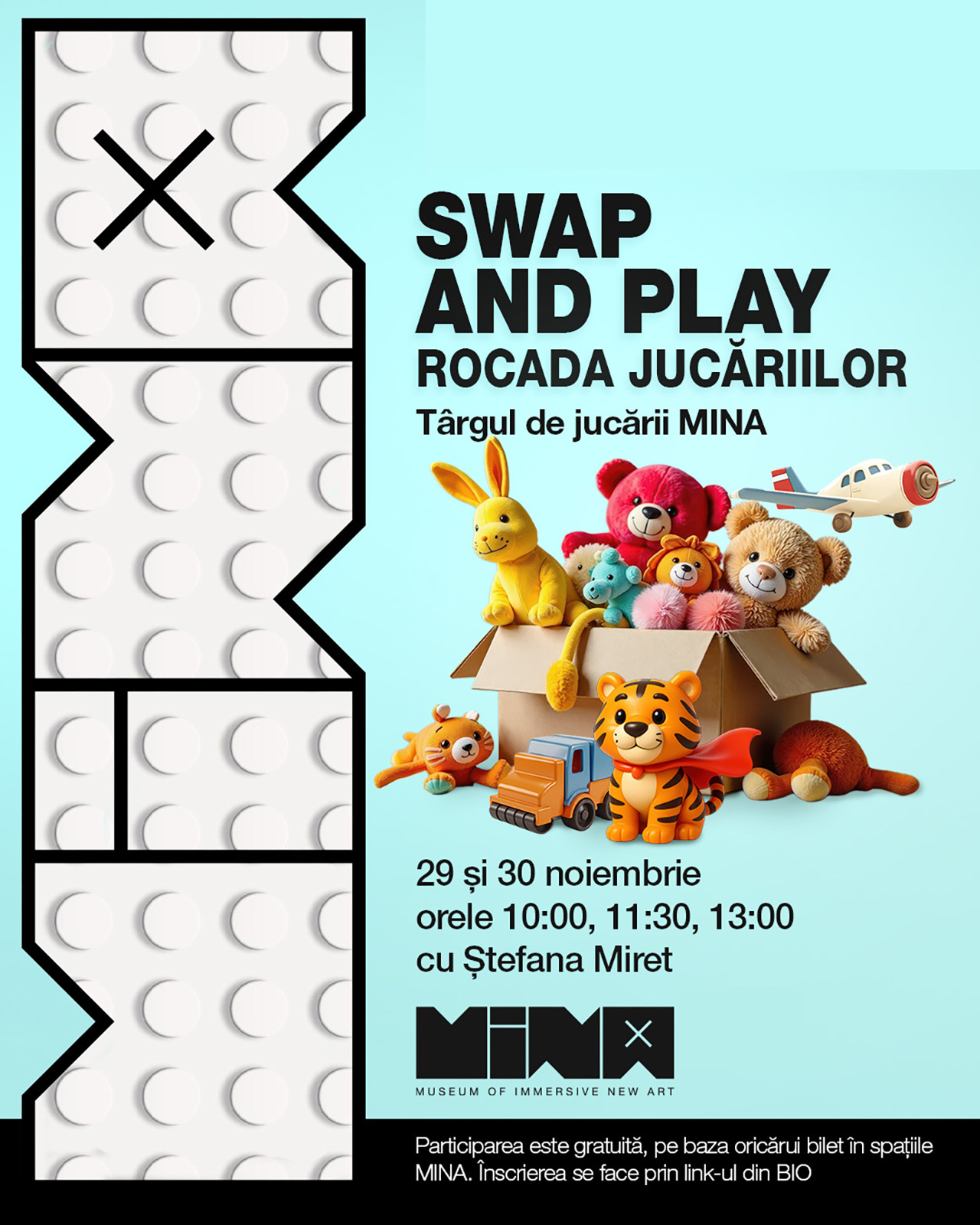 Activități pentru copii la MINA. Weekend special cu ateliere pentru cei mici și un show imersiv cu ocazia Zilei Naționale a României