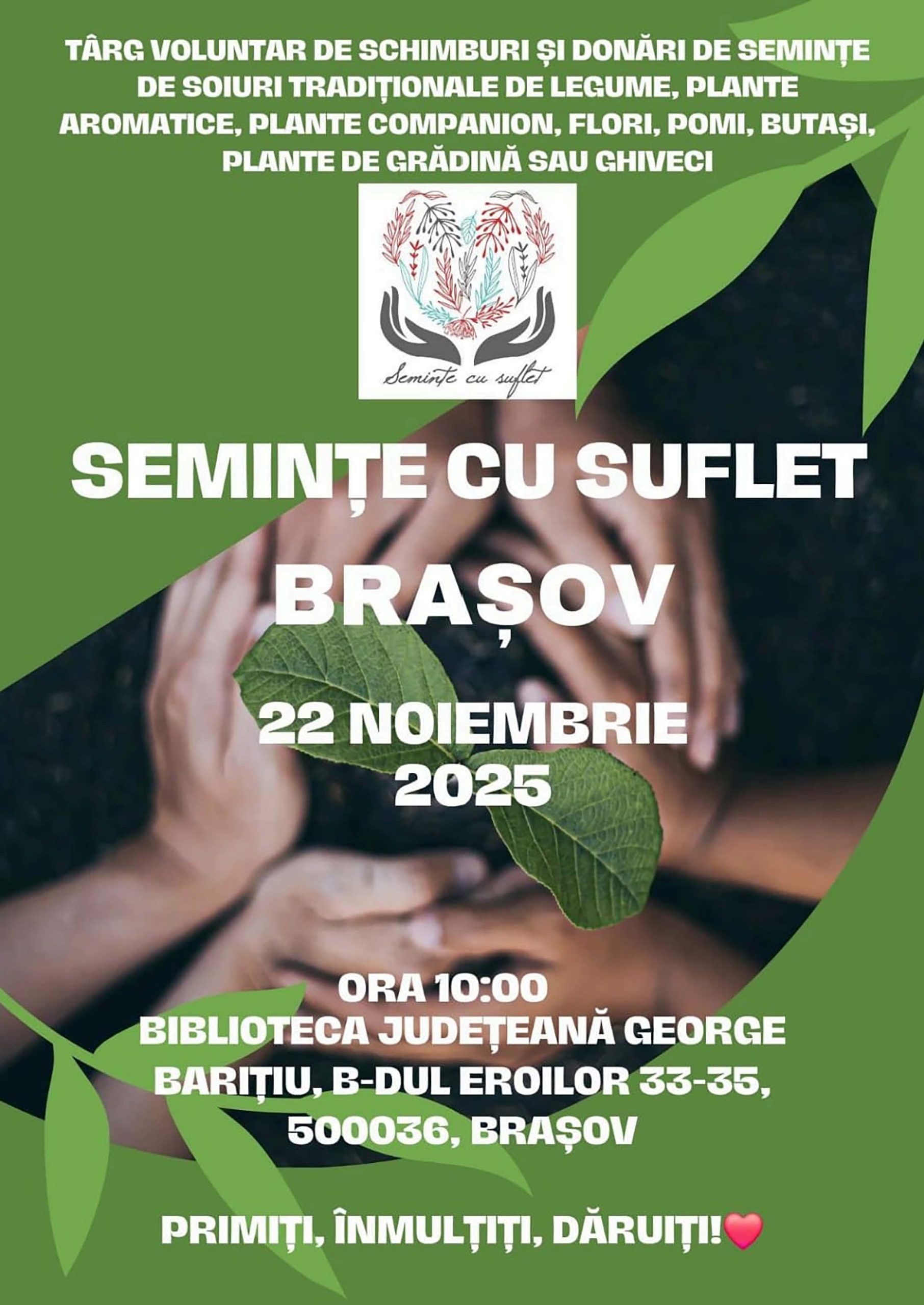 „Semințe cu suflet” la Biblioteca Județeană Brașov