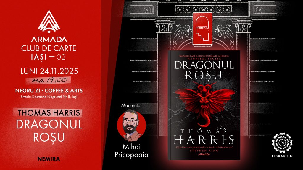 Club de carte Armada Iași #2 - „Dragonul Roșu”, de Thomas Harris @ Negru Zi - coffee & arts