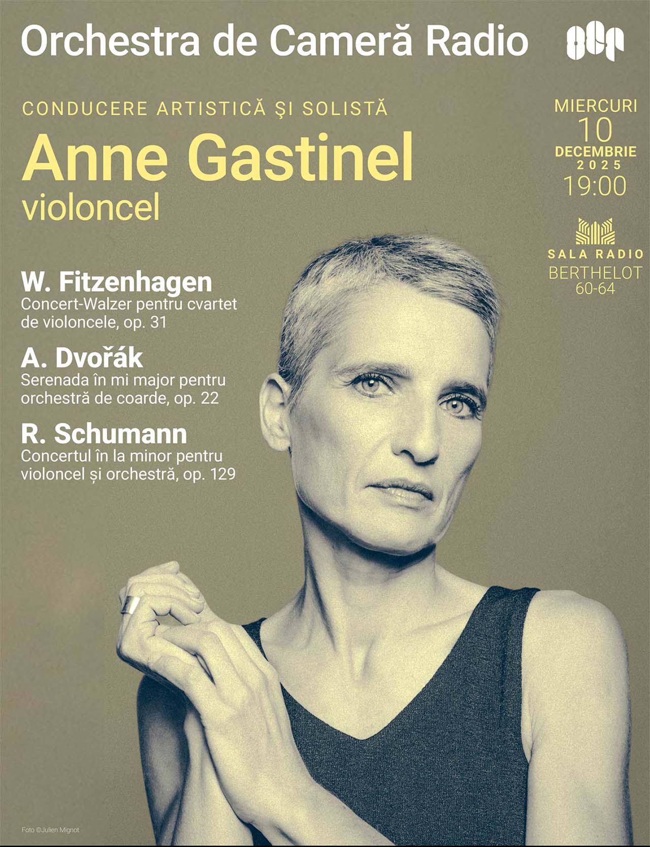 Celebra violoncelistă Anne Gastinel invitată la Sala Radio