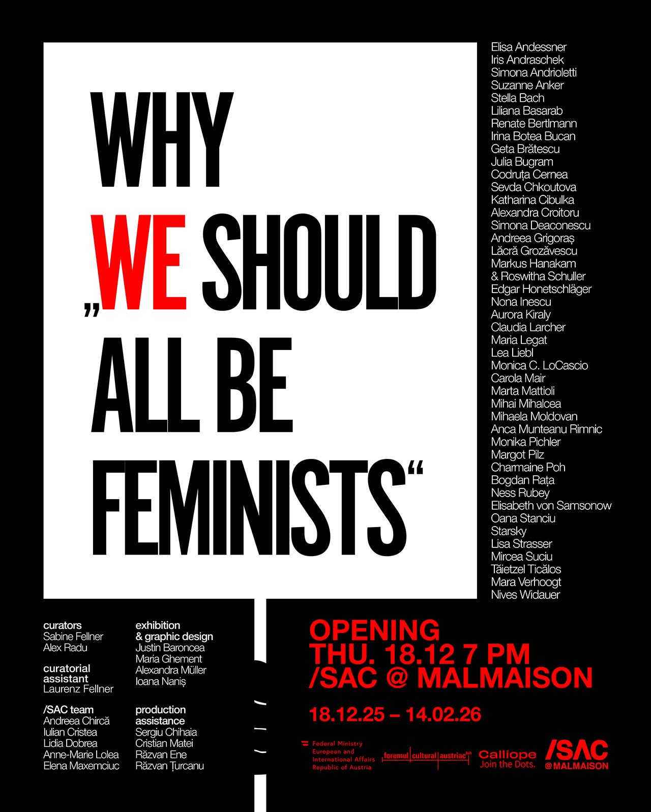 Why &bdquo;We Should All Be Feminists&rdquo;, 44 de artiste și artiști austrieci și rom&acirc;ni &icirc;ntr-o expoziție de amploare la /SAC @Malmaison