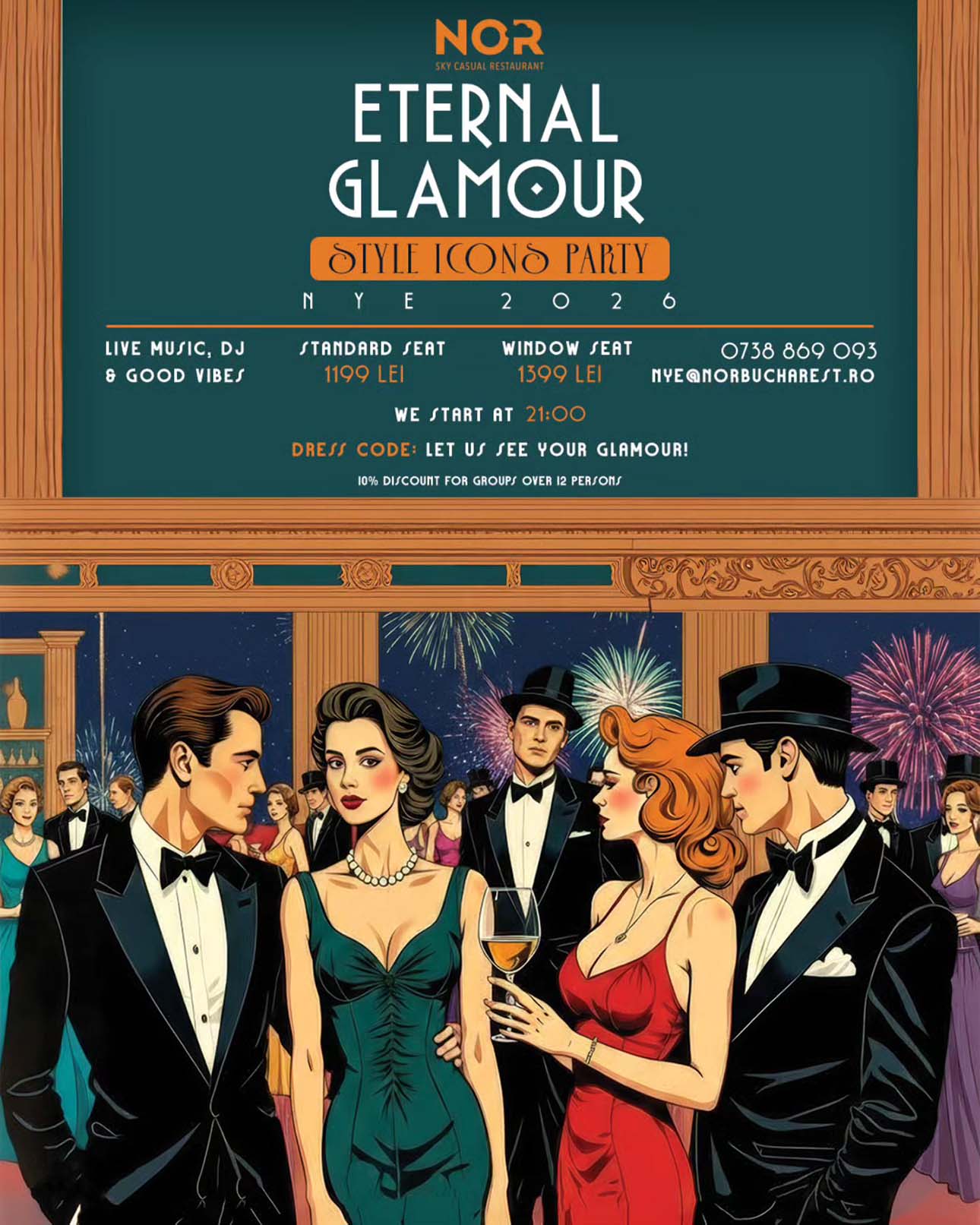 Revelion 2026: Eternal Glamour - Style Icons Party @ NOR Sky Casual Restaurant