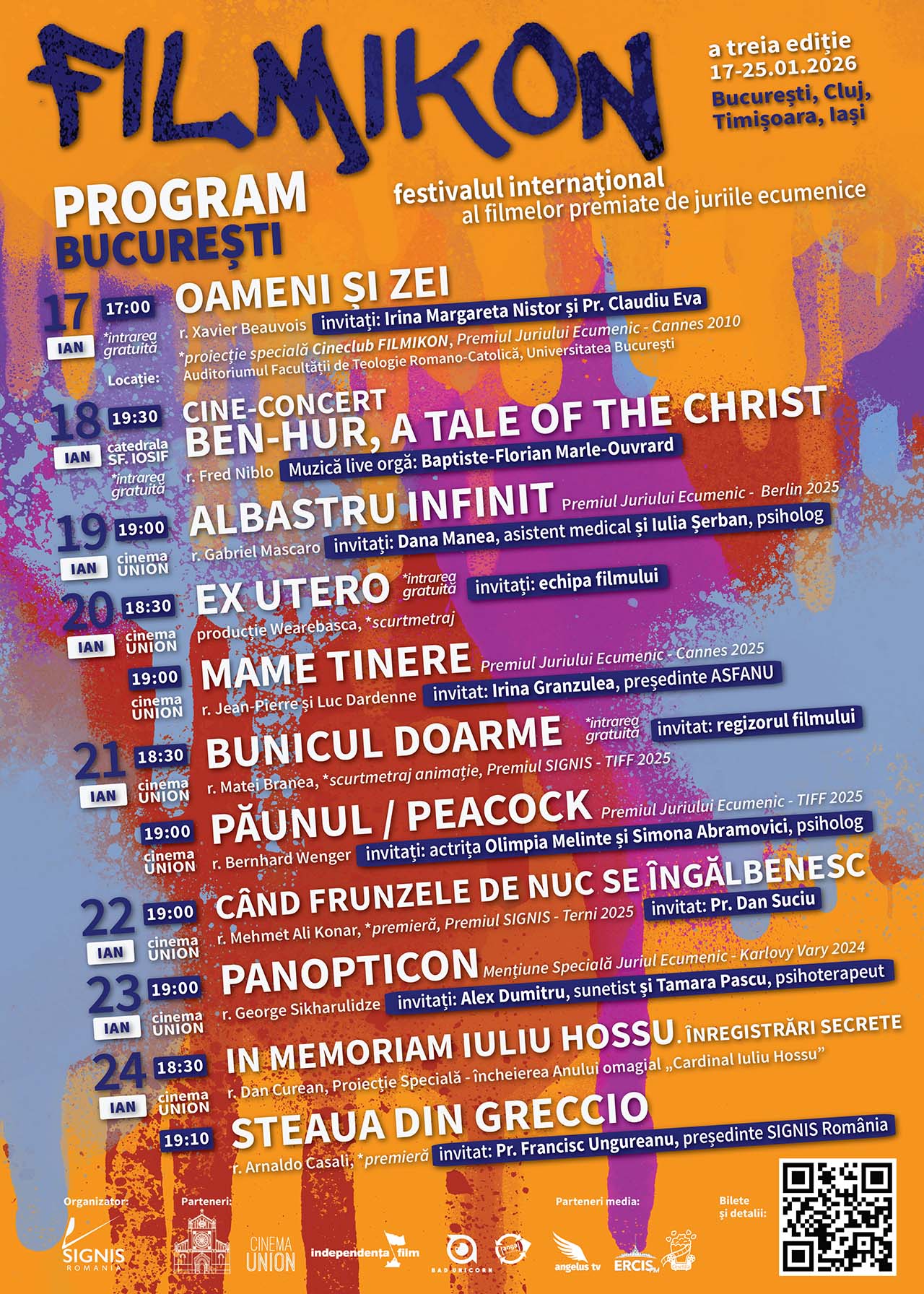 A 3-a ediție FILMIKON, festivalul internațional al filmelor premiate de juriile ecumenice, la București, Cluj-Napoca, Timișoara și Iași