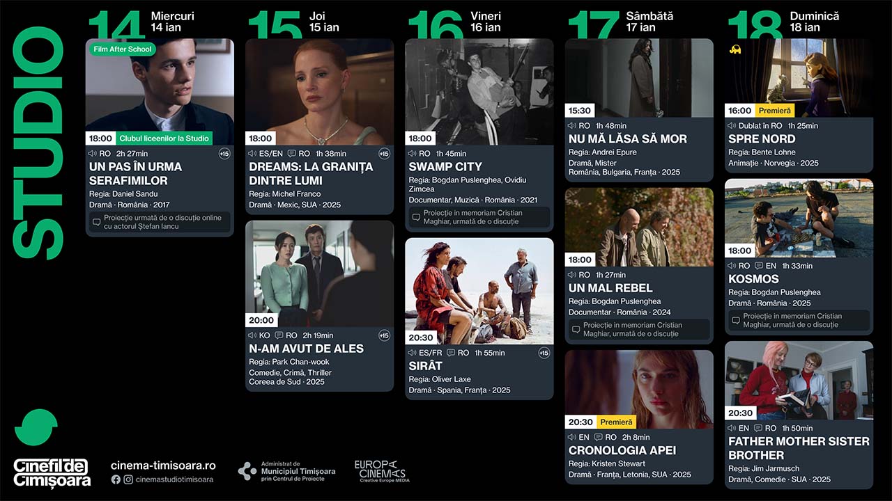 Programul săptămânii 14–18 ianuarie la cinematografele din Timișoara
