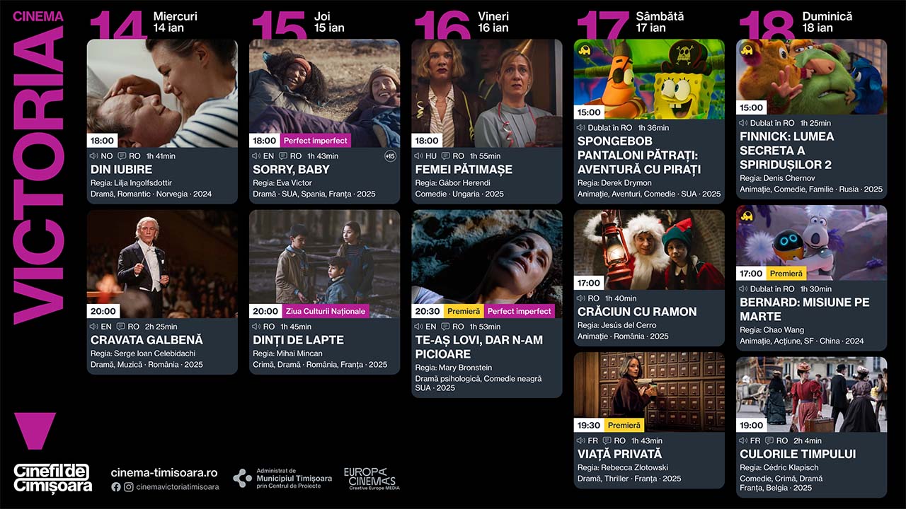 Programul săptămânii 14–18 ianuarie la cinematografele din Timișoara
