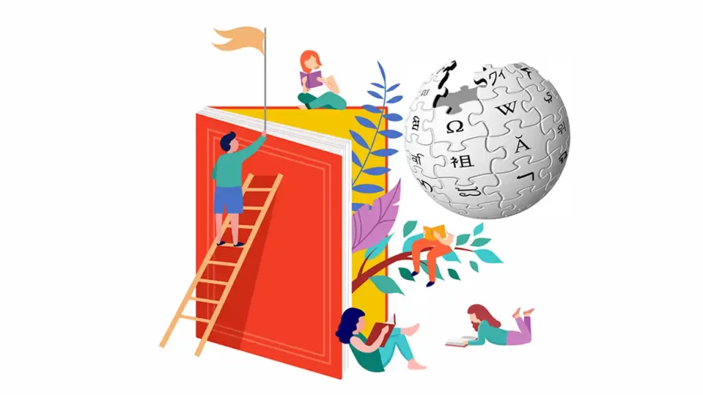 Wikipedia #1Lib1Ref 2026 – imagine cu logoul Wikipedia și o carte