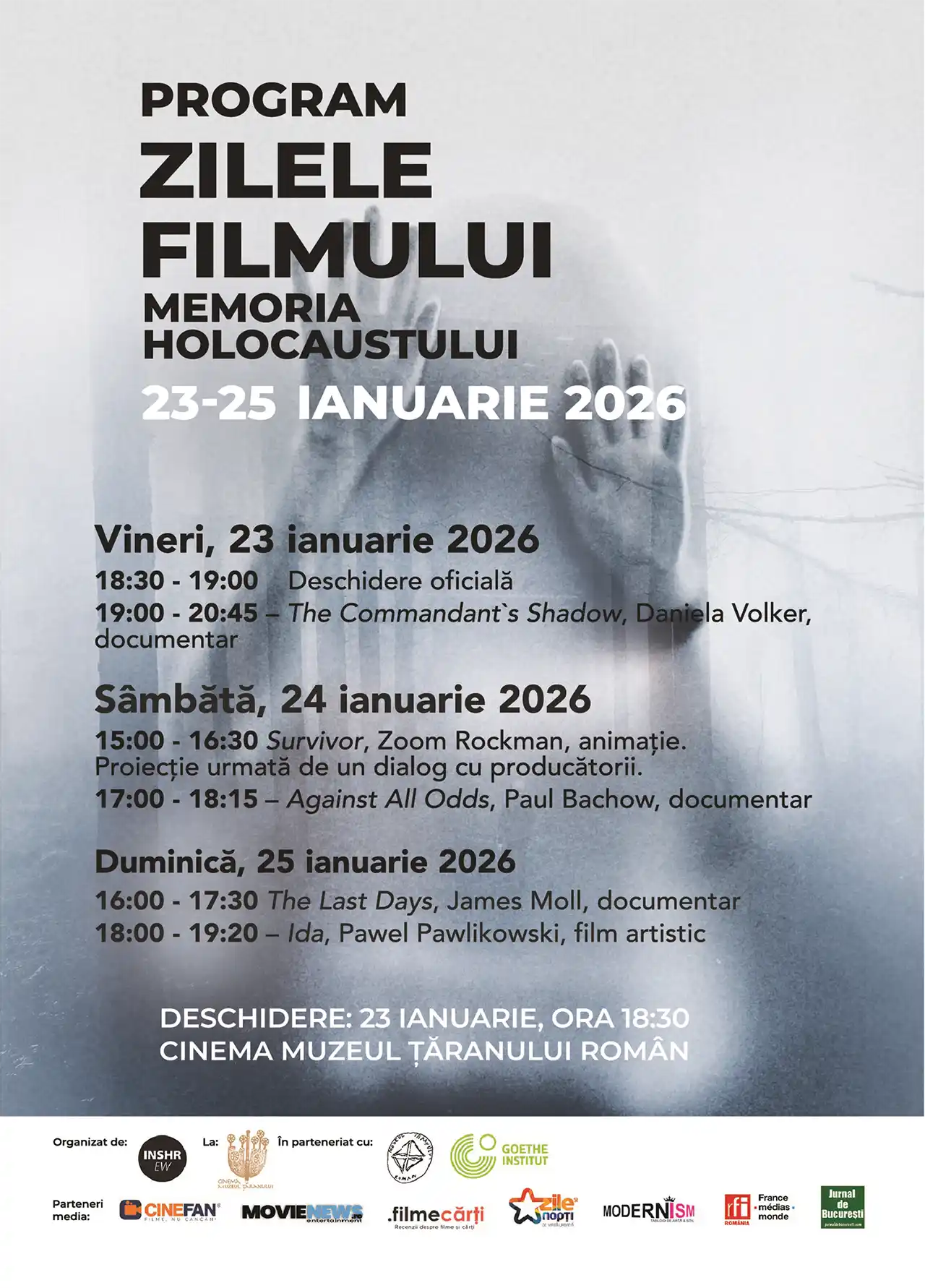 Zilele filmului &bdquo;Memoria Holocaustului&rdquo;, &icirc;ntre 23-25 ianuarie la Cinema Muzeul Țăranului