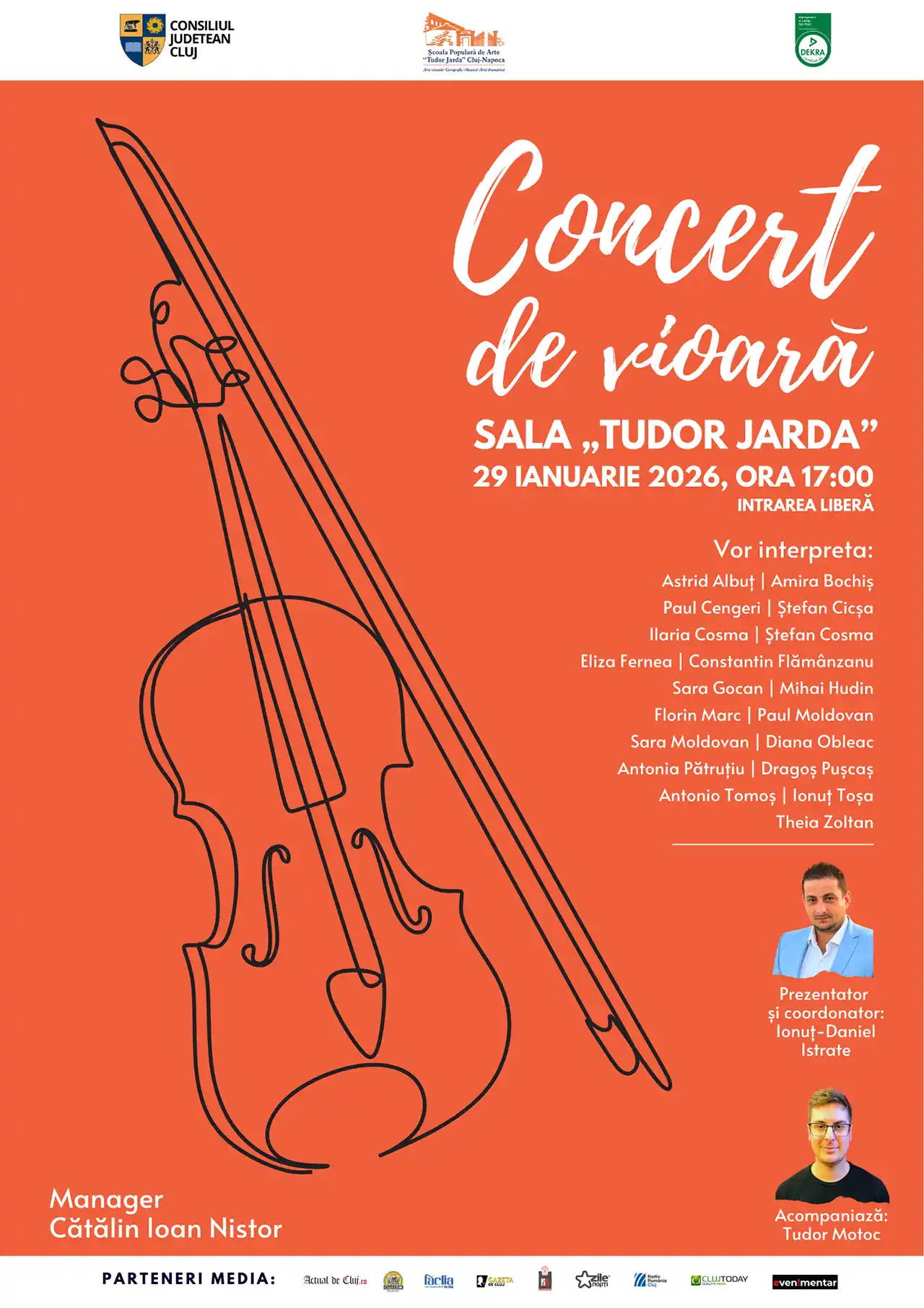 Concert de vioară la Sala de Spectacole &bdquo;Tudor Jarda&rdquo;