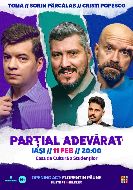Stand-up Comedy cu Sorin Pârcălab, Toma și Cristi Popesco | Parțial adevărat @ Casa de Cultură a Studenților