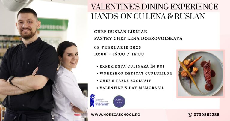 Valentine’s dining experience hands-on cu Lena & Ruslan @ Horeca Culinary School