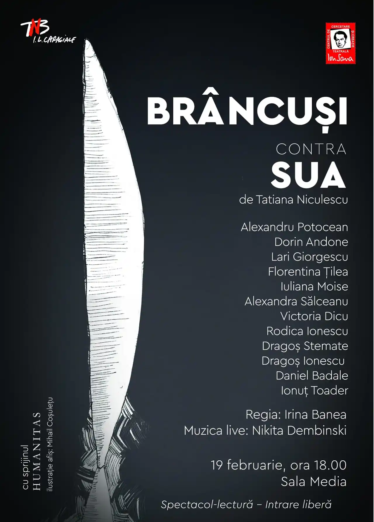 Spectacol lectură &bdquo;Br&acirc;ncuși contra SUA&rdquo; de Tatiana Niculescu, la TNB
