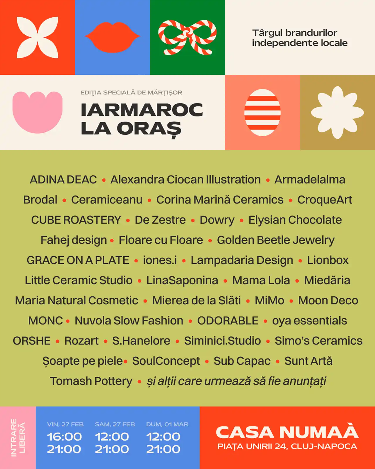 IARMAROC la Oraș &ndash; Ediția Specială de Mărțișor aduce 40+ creatori locali &icirc;n Casa NUMA&Agrave;, din inima Clujului