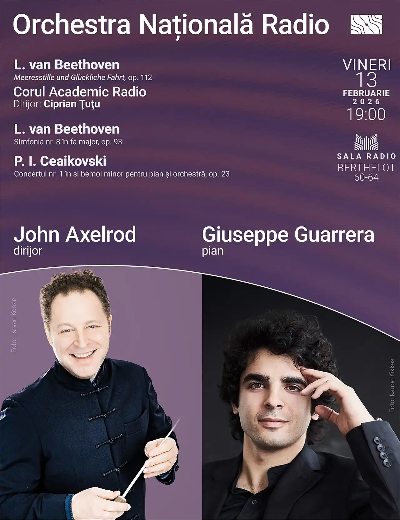 Multipremiat internațional, pianistul italian Giuseppe Guarrera cântă Ceaikovski la Sala Radio