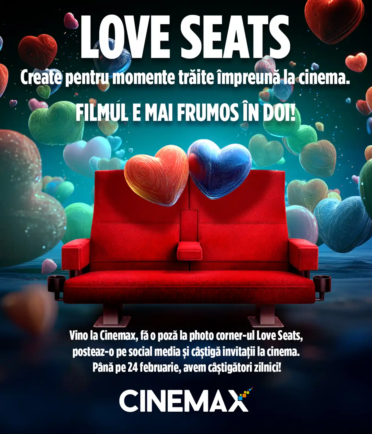 Valentine’s Day la CINEMAX Veranda: Love Seats, photo corner și ofertă specială 1+1