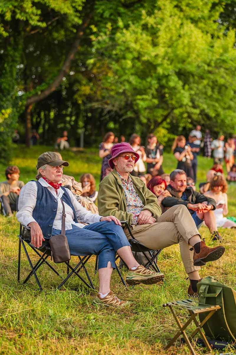 Spectatori urmărind concertul la Jazz in the Park, &icirc;n aer liber