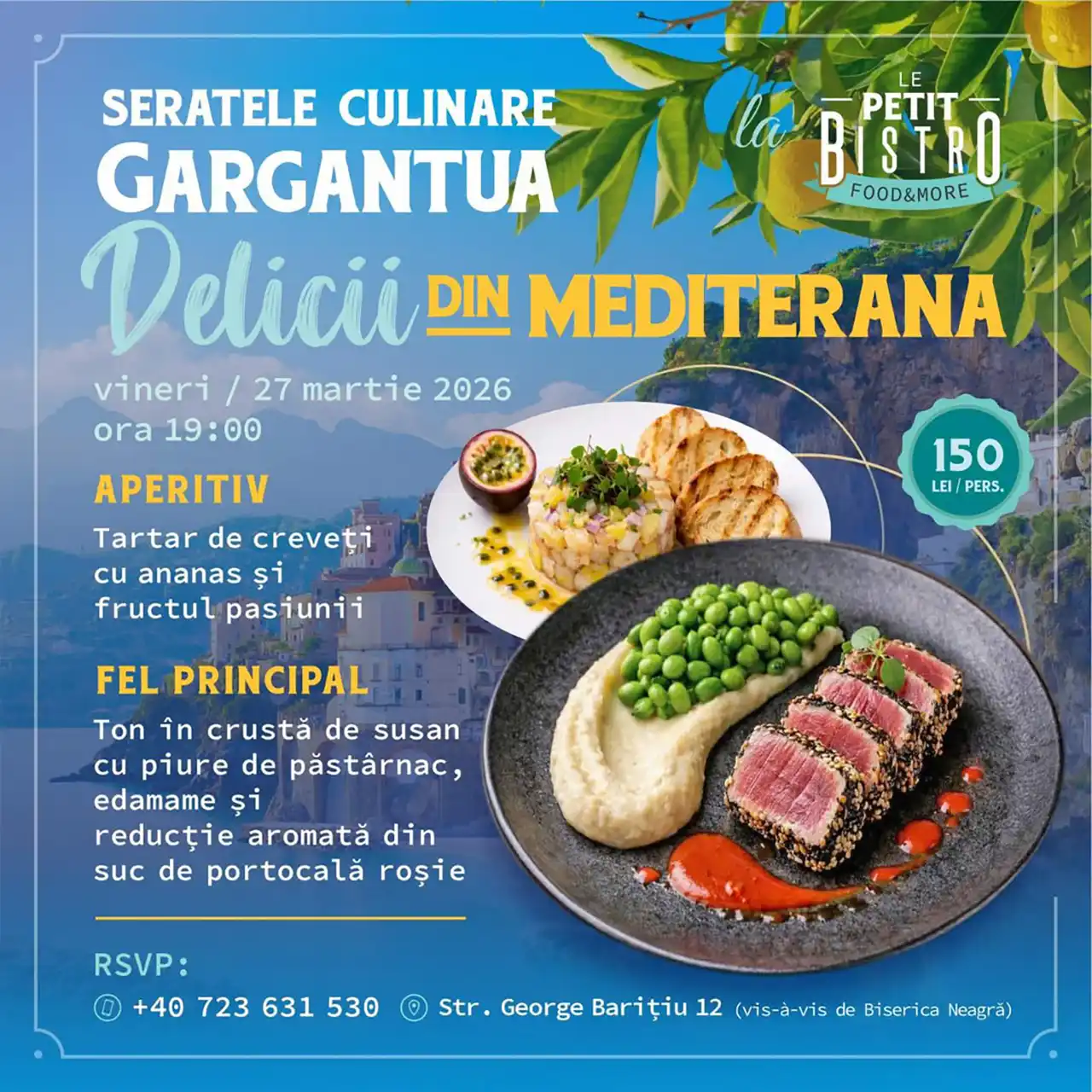 Seratele Culinare Gargantua | Delicii din Mediterană la Le Petit Bistro, în centrul Brașovului