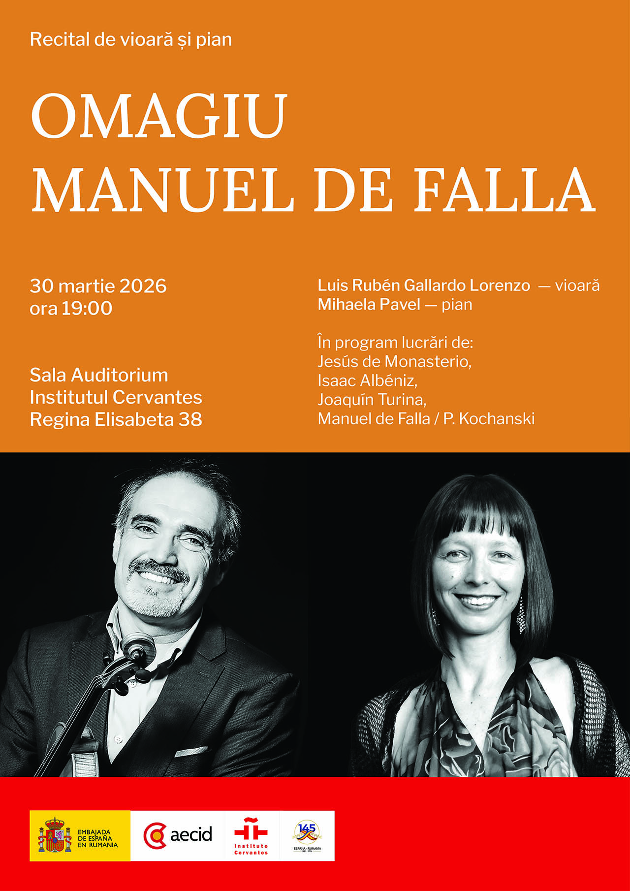 Omagiu Manuel de Falla &ndash; 150 de ani de la nașterea celebrului compozitor și muzicolog, la Institutul Cervantes