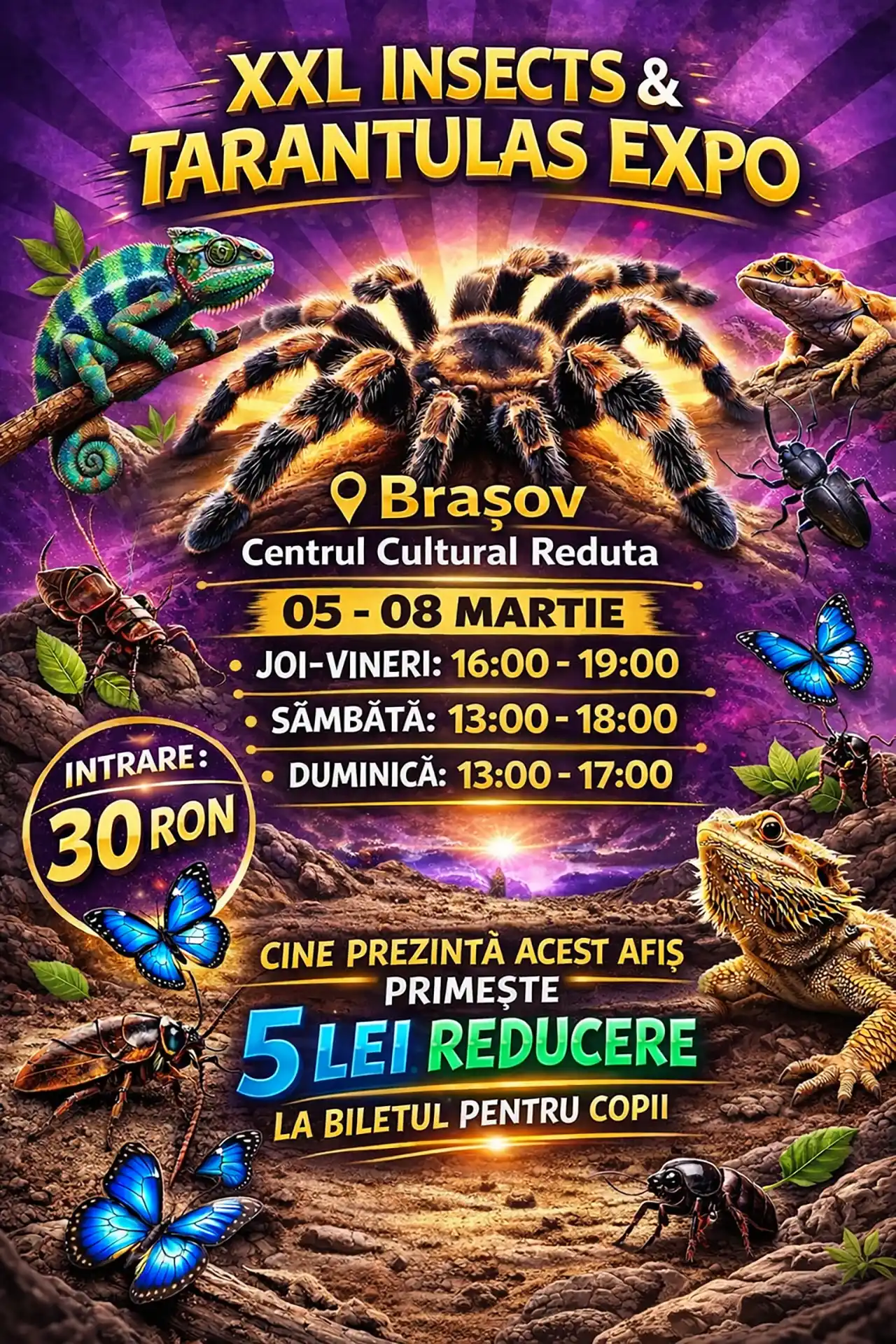 XXL Tarantula & Insecte Expo &ndash; o experiență spectaculoasă pentru &icirc;ntreaga familie, la Brașov