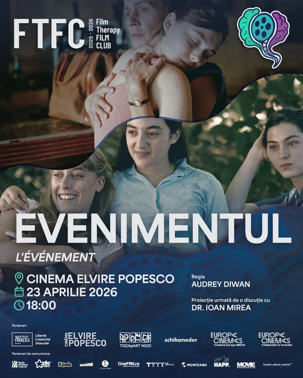 Programul Film Therapy Film Club - FTFC ajunge la final. Ultima proiecție de la Cinema Elvire Popesco va avea loc pe 23 aprilie