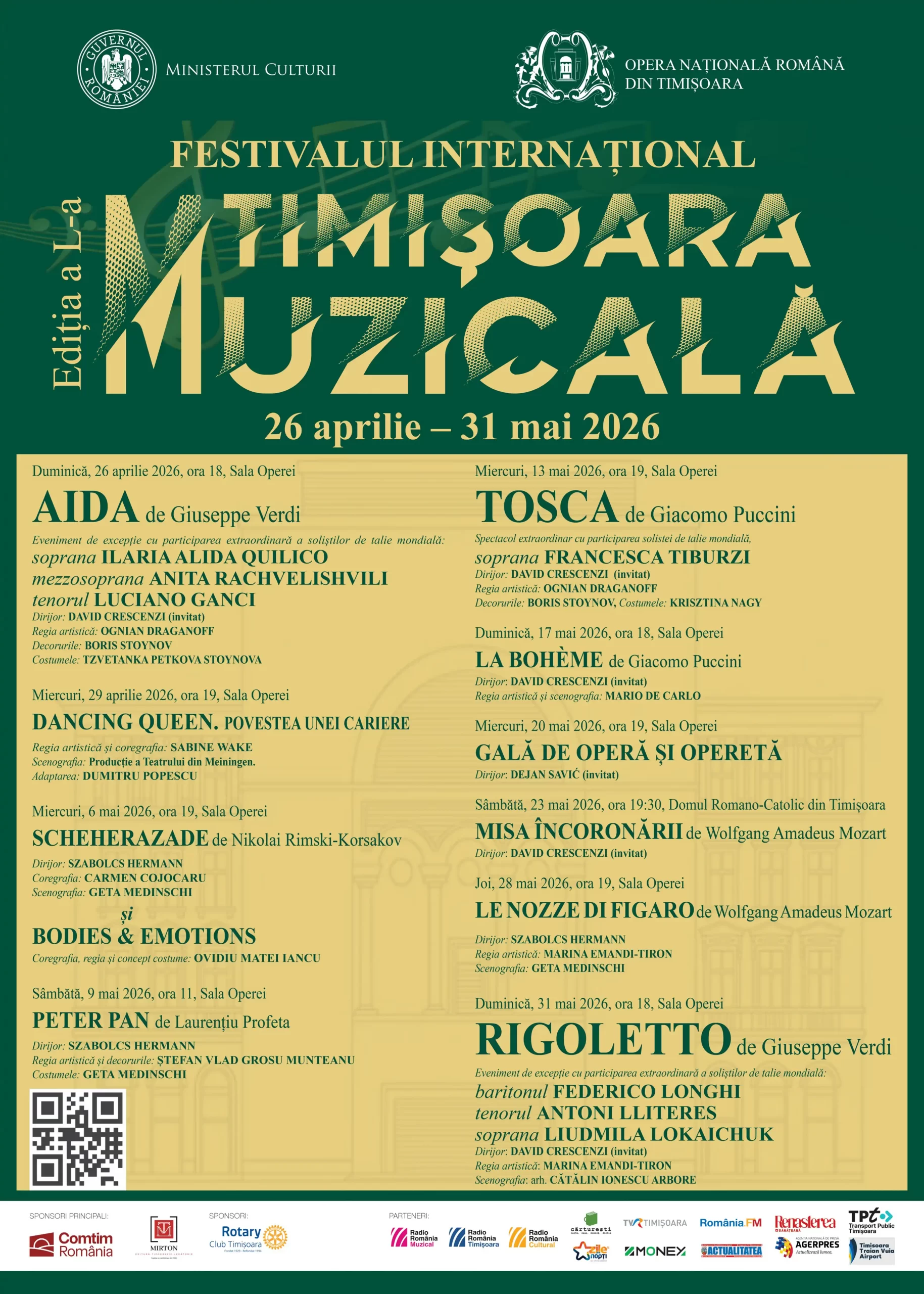Opera Aida de Giuseppe Verdi &icirc;n deschiderea Festivalului Internațional &bdquo;Timisoara Muzicala&rdquo; la Opera Naționala Rom&acirc;nă din Timișoara