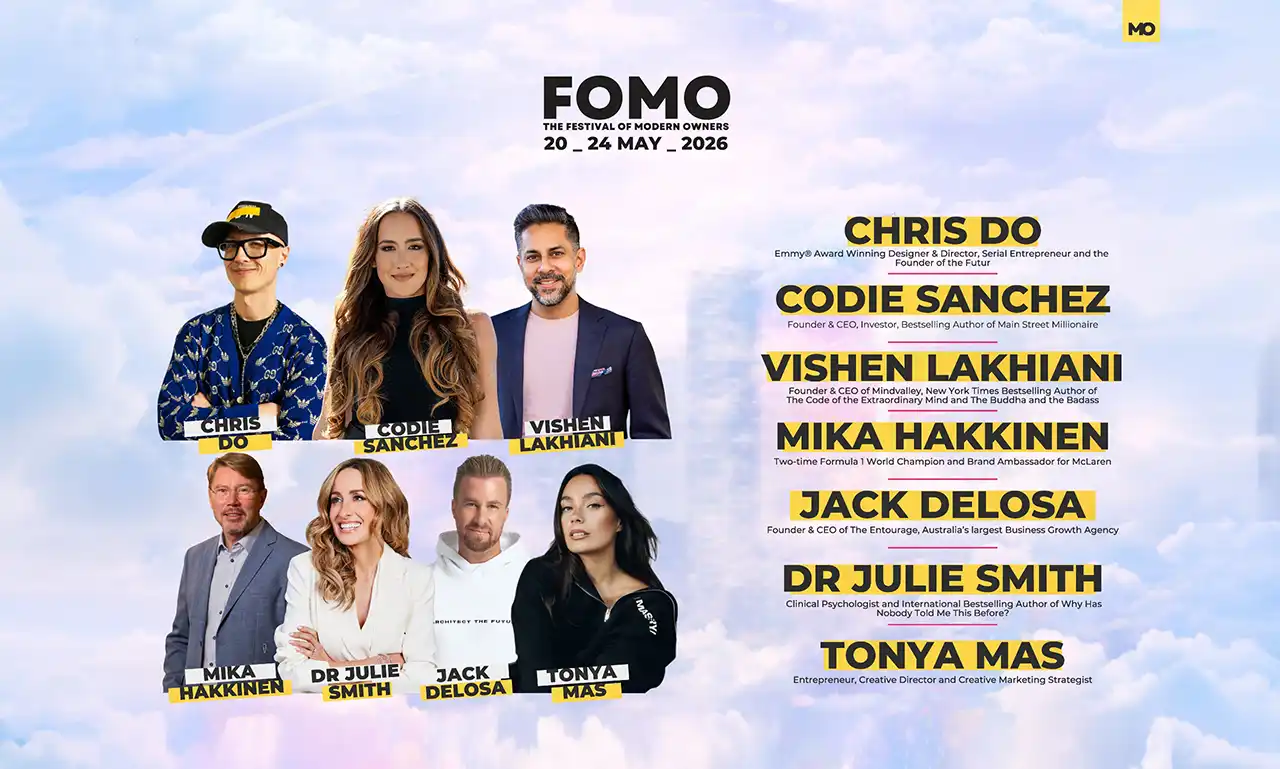 FOMO - The Festival Of Modern Owners a lansat accesul la Mainstage: trei zile alături de unii dintre cei mai relevanți lideri globali ai momentului: Mika H&auml;kkinen, Chris Do, Codie Sanchez, Vishen Lakhiani&nbsp;
