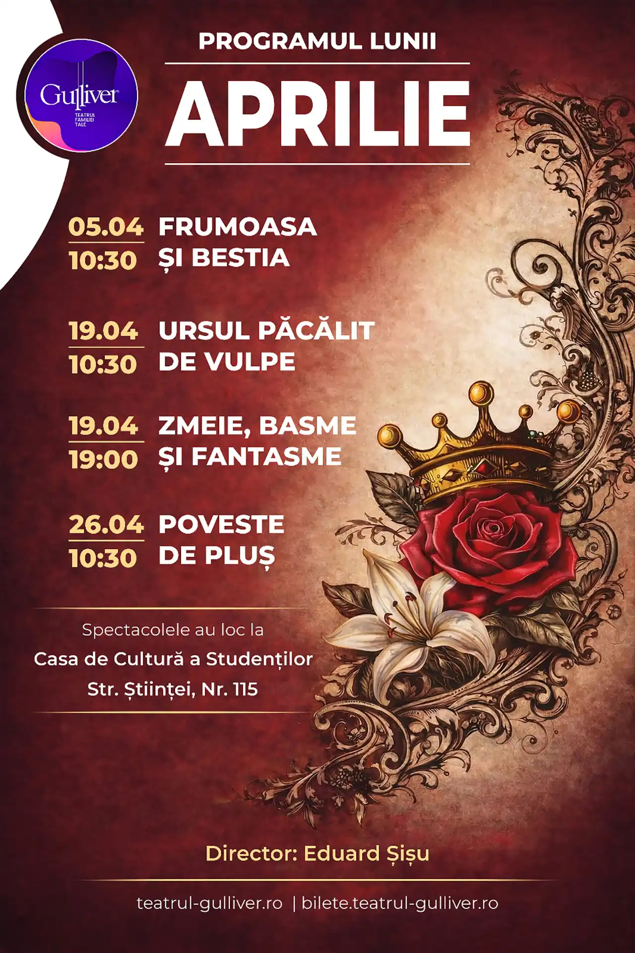 Programul spectacolelor lunii aprilie debutează la Teatrul &ldquo;Gulliver&rdquo; cu o lecție de iubire autentică