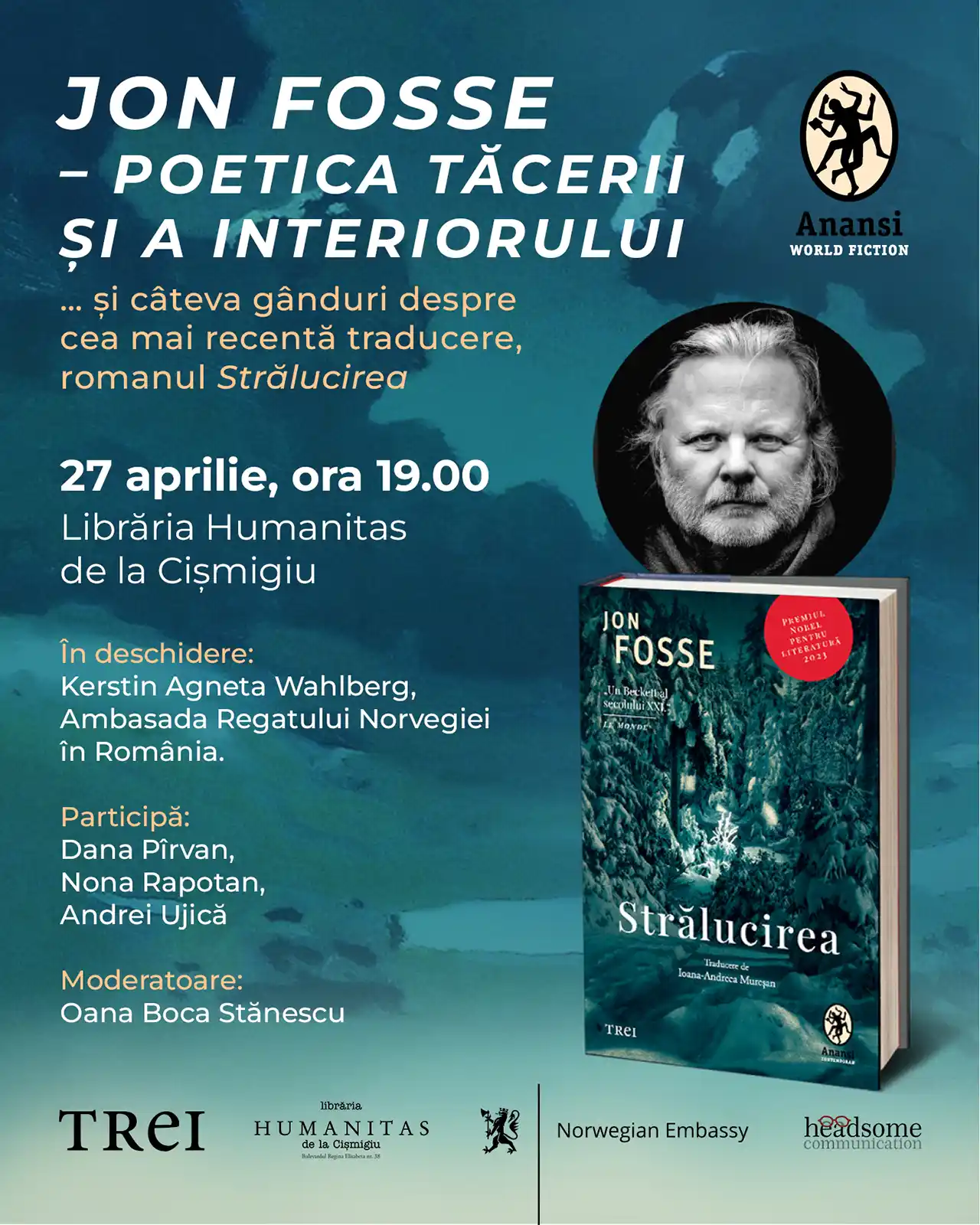 Eveniment la București dedicat literaturii lui Jon Fosse, laureatul Premiului Nobel pentru literatură din 2023