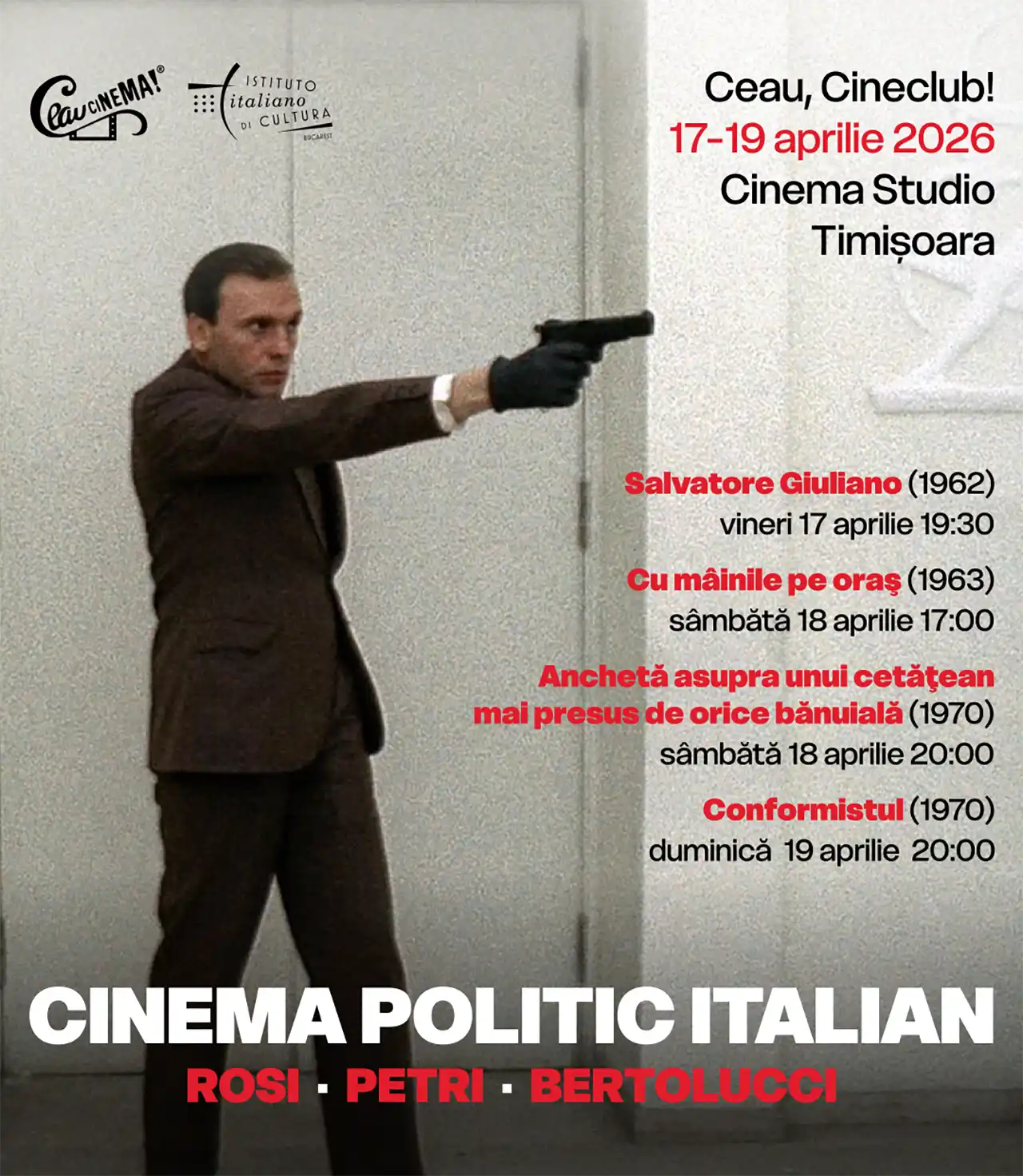 Filme politice clasice din Italia, într-o retrospectivă organizată de Ceau, Cineclub! şi Institutul Italian de Cultură